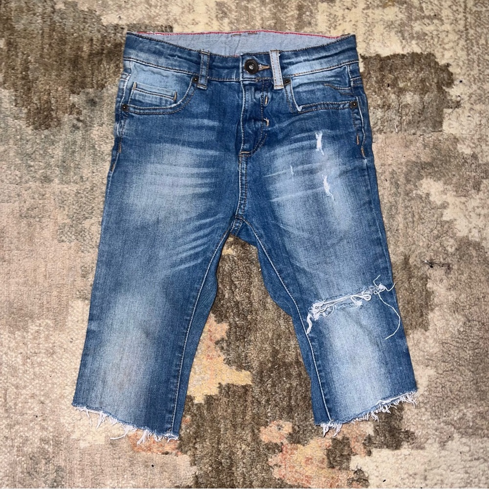 Zara Boys Denim Blue Jeans Cutoff Shorts Kids Infant Children Distressed Size 7